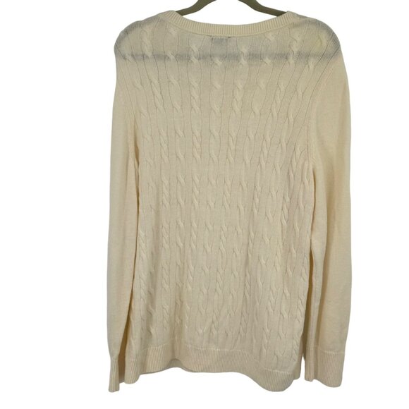Talbots Womans size 2X plus ivory Cable Knit Sweater wool blend crew neck - Picture 8 of 10